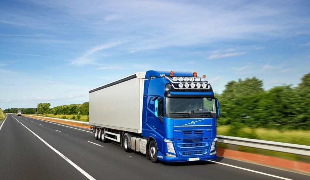Camion per traslochi internazionali sulla strada tra Italia e Belgio