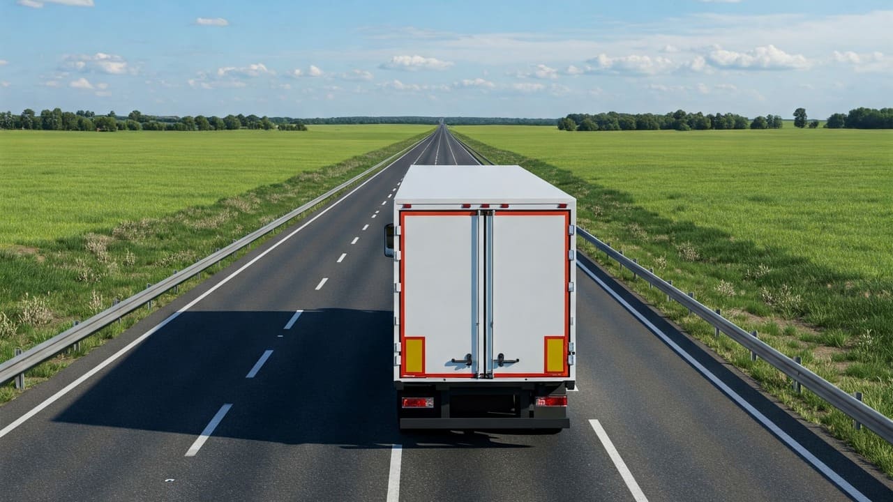 Camion di traslochi internazionali in viaggio