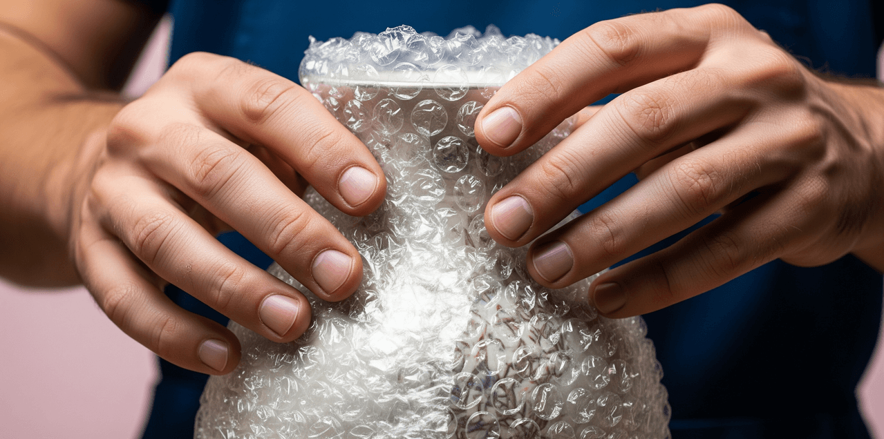 Professional mover packing a fragile item for a move in Sicily