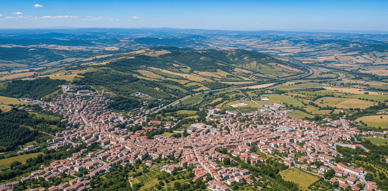 Stylized map of the province of Frosinone with points of interest for removals