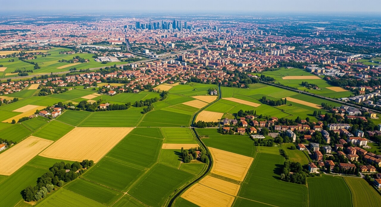 Stilisierte Karte der Region Lombardei mit Umzugspunkten