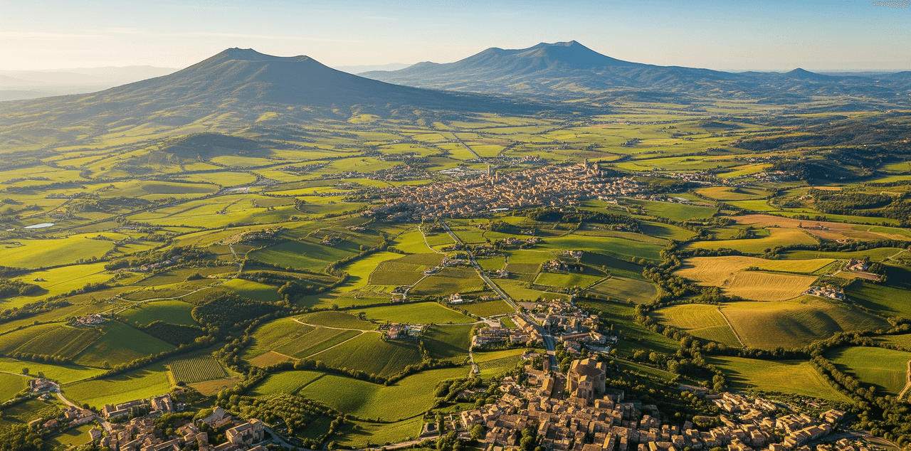 Stylized map of the province of Viterbo with points of interest for removals
