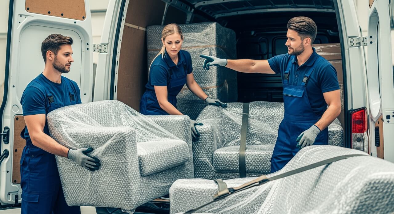 Professional team at work for removals in Latina