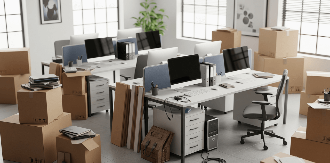 Professional team handling an office move in Frosinone